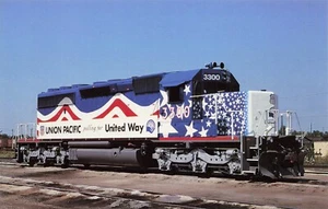 Union Pacific 3300 'United Way' Council Bluffs, Iowa Vintage Chrome Unposted PC - Picture 1 of 2