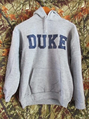 Moletom com capuz Duke University autêntico vintage anos 80 cinza feito nos EUA médio - Imagem 1 de 4