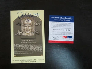 ROBIN YOUNT AUTOGRAPH GOLD HALL OF FAME POST CARD PSA/DNA MILWAUKEE BREWERS - Picture 1 of 3