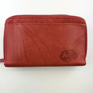 Buxton Doppelreißverschluss Rot Leder Organizer Geldbörse 2 Abschnitte mit Ausweisfach - Bild 1 von 13