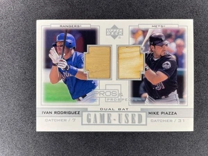 2001 UD Pros & Prospects Ivan Rodriguez Mike Piazza Dual Game Used Bat PP-RP - Picture 1 of 2