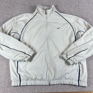 Vintage Nike Trainingsjacke Herren 2XL Beige Swoosh Gefüttert Full Zip Freizeit Y2K 2000er - Bild 1 von 10