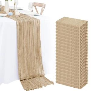 20 Pack 10Ft Beige Cheesecloth Table Runner Boho Romantic Gauze Table Runner ... - Picture 1 of 7