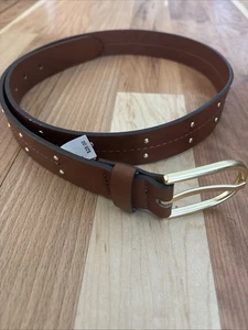 Relic M Mujer Marrón Pin-Dot Tachonado Cuero Vestido Marrón Cinturón ¡Bonito! - Imagen 1 de 5