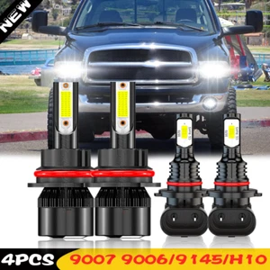 4X 6000K 9007+9006 LED Headlight Fog Bulbs for Dodge Ram 1500 2500 3500 2002-05 - Picture 1 of 19