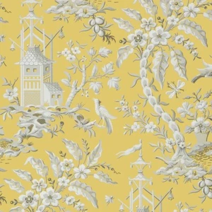 Thibaut T14206 Pagoda Garden Yellow Imperial Garden Wallpaper Double Roll NEW - Picture 1 of 11