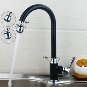 360 °Swivel Kitchen Sink Black Single Handle Mixer Tap Spray Faucet Spout - Picture 1 of 6