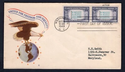USA 1944 FDC Cover. Overrun Countries. GREECE. Eagle & Globe Cachet - Image 1 of 2