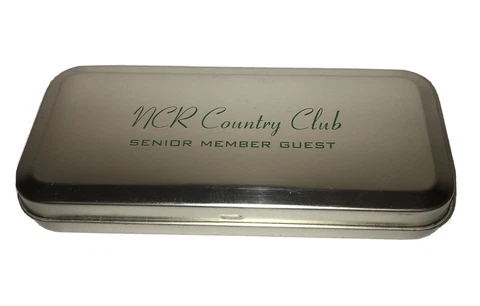 Vintage NCR Country Club Golf Course Senior Member Guest Watch Fob In Metal Tin Cover
