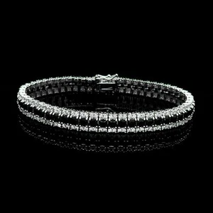 14K White Gold Over 3Ct Black White Elegant Lab Created Diamond Tennis Bracelet - Picture 1 of 4