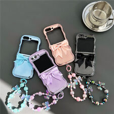Electroplated Color Bow Tie Phone Case Cover With Chain For Samsung Z FLIP 3/4/5