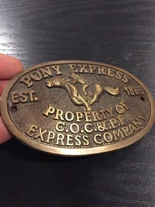 Pony Express Schild Plakette MASSIV MESSING Patina Western Cowboy Indianer Sammler GESCHENK - Bild 1 von 11