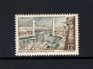 Francia 1957 Brest Gran Bretaña costa Francia, puente, barcos en puerto MLH SC 836 - Imagen 1 de 1