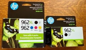 NEW SEALED - HP 962XL 4 pack (Black Cyan Magenta Yellow) + Xtra Black -FREE SHIP - Afbeelding 1 van 2