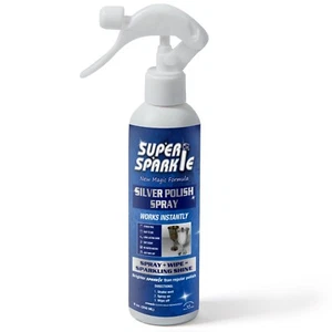 SUPER SPARKLE Silver Polish Cleaner Spray 8 Oz - Instant Tarnish Remover - Picture 1 of 7