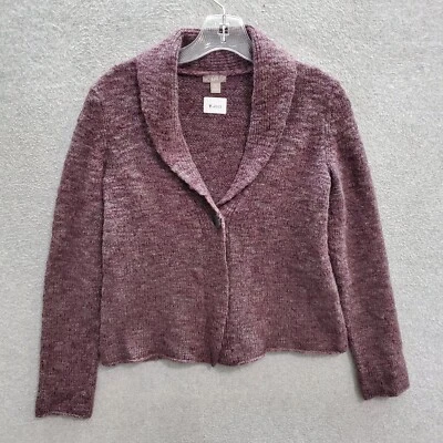 J. Jill Women Sweater XS Purple Cardigan Wool Alpaca Blend Crop Long Sleeve - Image 1 of 4