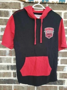 True Religion Mens Hoodie Multicolor Red Drawstring Short Sleeve 100% Cotton S - Picture 1 of 6