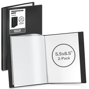 Small Binders with Sleeves - Presentation Books 5.5x8.5 (2-Pack, Black), 24-P... - Picture 1 of 8