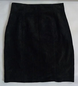 Danier Samtrock Leder Bleistift Rock schwarz Samt Veloursleder GB 16 XXL - Bild 1 von 6