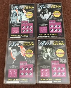 4 boletos de lotería instantánea de Elvis Presley 2001 VA nunca rayados y cargados en la parte superior - Imagen 1 de 2