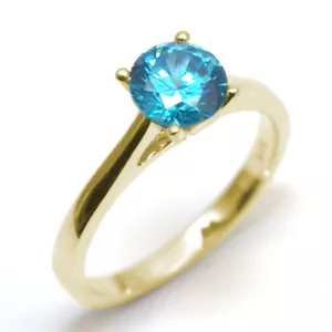 9ct Gold Ring Topaz 1ct Solitaire Diamond Unique Engagement Ring - Picture 1 of 15