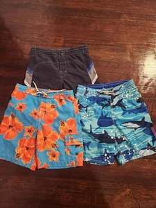 Lot Of 3 Gap Boys Swim Trunks Tropical Pineapples Orange Size M 8 - Picture 1 of 6