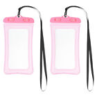 2Pcs Universal Waterproof Phone Pouch Clear Underwater Cellphone Dry Bag Pink