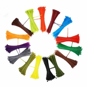 3x100mm Nylon Plastic Cable Ties Zip Tie Cord Strap Red Yellow Pink Black Orange - Picture 1 of 15