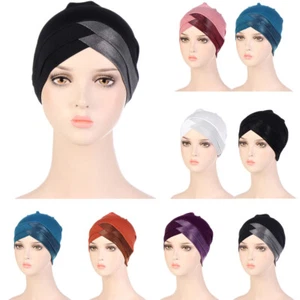 Brillo Mujeres Musulmán India Quimio Hijab Pérdida de Cabello Gorra Gorra Envoltura para la Cabeza Turbante Sombrero - Imagen 1 de 22