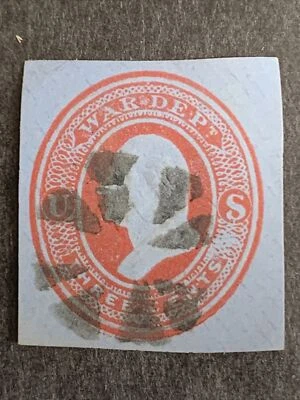 3/2074 US Stamp BOB 1875 Official Cut Square Sc #UO54 3c Used HR Red/Blue SeePic - Image 1 of 2