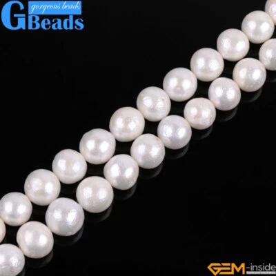 Натуральный большой ядерный жемчуг Edison почти круглый бисер для изготовления ювелирных изделий струны 15" - Изображение 1 из 4
