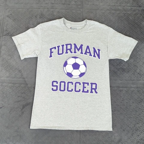 Furman Paladins Shirt Champion Women Small Short Sleeve Gray Cotton Poly Cover