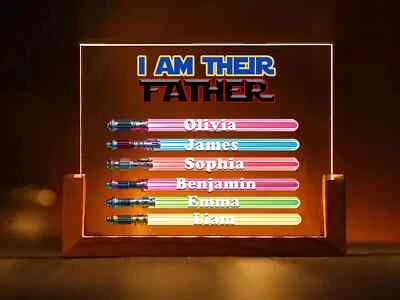 Personalized Father's Day Night Light – Custom Lightsaber Plaque Gift for Dad - Image 1 of 4
