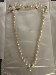 JAPANESE AKOYA PEARL NECKLACE 17" LARGE CULTURED PEARL DIAMOND EARRINGS - Picture 1 of 18