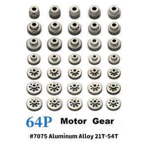 64DP 7075 Aluminum Hardened RC Pinion Gear Set - 21T to 54T for 1/10 Scale Motor - Picture 1 of 17