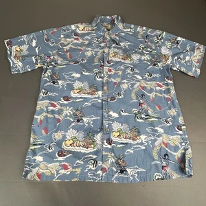Vintage Cooke Street Hawaiian Shirt Blue AOP All Over Print USA Mens Large - Picture 1 of 7