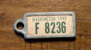 1945 Washington WA DAV Disabled American Veterans Fob Tag Keychain License Plate - Picture 1 of 4