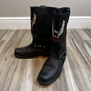 Harley Davidson Herren Stiefel 9,5 Schwarz Leder Harness Engineer Conductor Darren - Bild 1 von 11