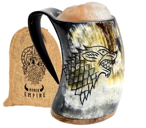 Viking Drinking Fenrir Engraving Horn Mug,16-20oz | The Ultimate Unique Handm... - Picture 1 of 7