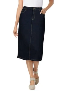 Woman Within Plus Size Stretch Denim Jean Skirt - Picture 1 of 25