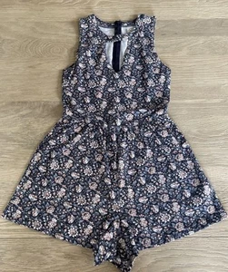 Hollister Floral Long Sleeve Jumpsuit Romper Blue flower women Size S UK 8 - Picture 1 of 3