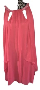 ignite Abendkleid Gr. 16 koralle pfirsich gefüttert Kettenkragen Abendkleid - Bild 1 von 6