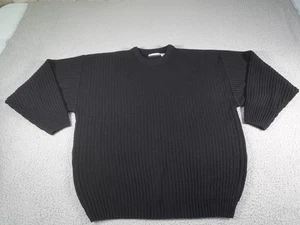 Vintage Pullover Herren XL schwarz Rippstrick Preppy Opa Papa Rundhals Winter - Bild 1 von 8