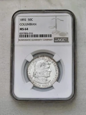 1892 COLUMBIAN COMMEMORATIVE HALF DOLLAR, NGC MS64 .  COINS START $1O NO RESERVE - Image 1 of 4