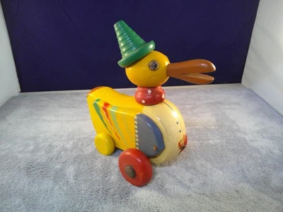 Juguete de madera Walter para tirar detrás de pato Alemania Occidental raro de colección sin cuerda de tirar Foto 1 de 4