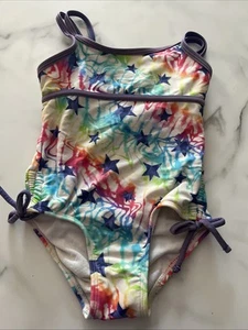 Beach Native Girls Bathing Suit Strappy One Piece Blue Stars Size 5 - Picture 1 of 2