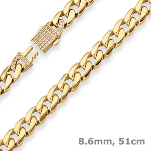 Collar De Cadena De Panzer De 8,6 Mm De Oro Amarillo 585 Con Zircón De 51 Cm - Imagen 1 de 3