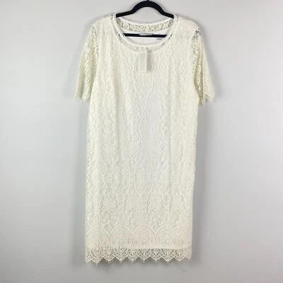 Vestido recto Isaac Mizrahi Live floral de encaje talla XL marfil manga corta Foto 1 de 4