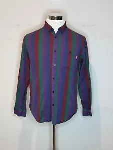 SUPREME Mens Flannel Striped Sleeve Shirt Button Up Long Sleeve Rainbow Sz M - Picture 1 of 9