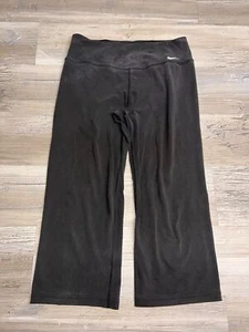 Womens Black Nike Dri Fit Capri Leggings Gym Jogger Yoga Pants Size M Hip Swoosh - Picture 1 of 6